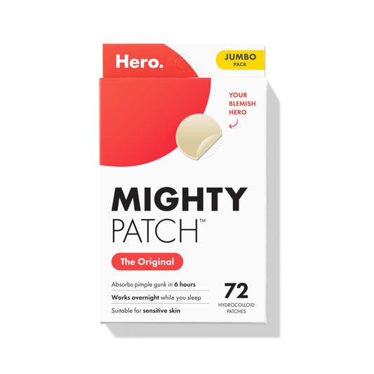 Mighty Patch Original patch from Hero Cosmetics – The #1 Hydrocolloid Acne Pimple Patch for Shrinking Zits and Whiteheads in 1 use; Nighttime Spot Stickers for Face and Skin (72 Count)