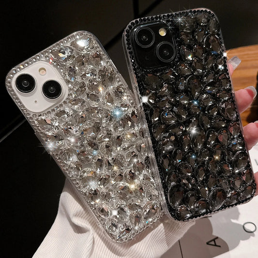 Luxury Full Shining Diamonds Cover For iPhone 16 Pro Max 15 Plus Jewelled Cover For iPhone 17 Pro 13 12Pro 11 Hard Phone Shell