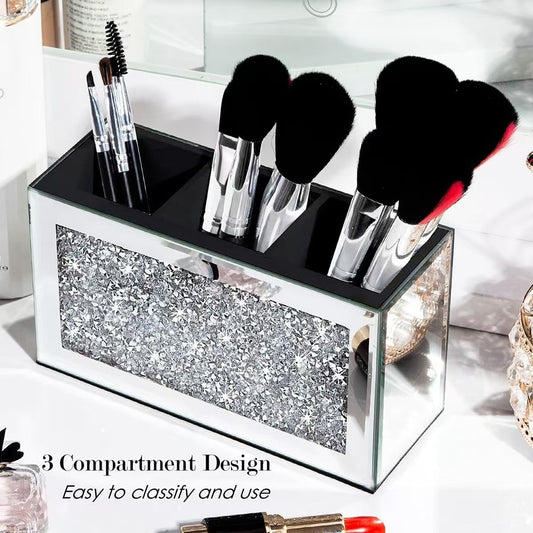 Affordable Luxury Creative Rhinestone Mirror Multi-Compartment Storage Box