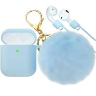 AirPods  Protective Case Apple Bluetooth Earphones Pom-pom Key Ring Set