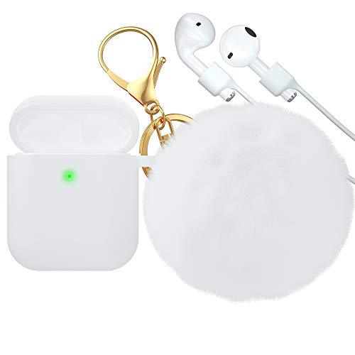 AirPods  Protective Case Apple Bluetooth Earphones Pom-pom Key Ring Set