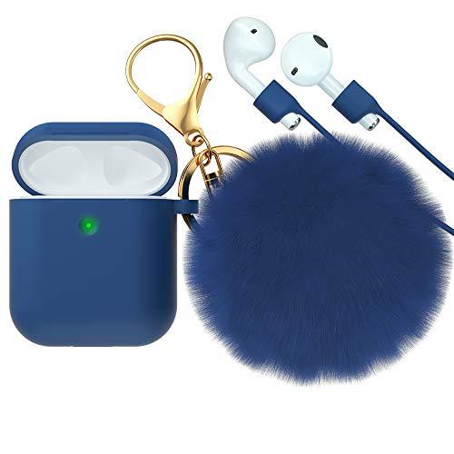 AirPods  Protective Case Apple Bluetooth Earphones Pom-pom Key Ring Set